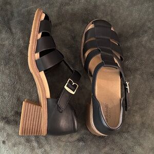 Black Strappy Block Heel Sandals